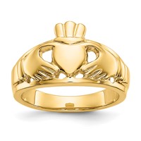 14K Yellow Gold Ladies Polished Claddagh Ring view 1