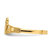 14K Yellow Gold Ladies Polished Claddagh Ring view 4