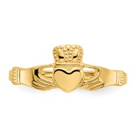 14K Yellow Gold Ladies Polished Claddagh Ring view 5