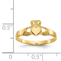 14K Yellow Gold Ladies Polished Claddagh Ring view 3