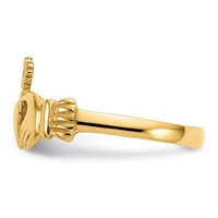 14K Yellow Gold Ladies Polished Claddagh Ring view 4