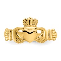 14K Yellow Gold Ladies Polished Claddagh Ring view 5