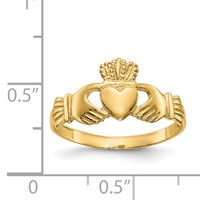 14K Yellow Gold Ladies Polished Claddagh Ring view 3