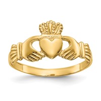 14K Yellow Gold Ladies Polished Claddagh Ring view 1