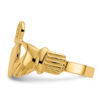 14K Yellow Gold Ladies Polished Claddagh Ring view 4