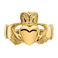 14K Yellow Gold Ladies Polished Claddagh Ring view 5