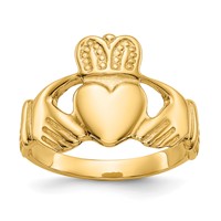14K Yellow Gold Ladies Polished Claddagh Ring view 1