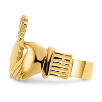 14K Yellow Gold Polished Ladies Claddagh Ring view 4