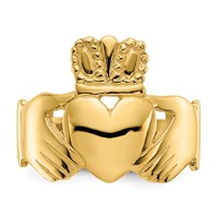 14K Yellow Gold Polished Ladies Claddagh Ring view 5
