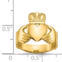 14K Yellow Gold Polished Ladies Claddagh Ring view 3
