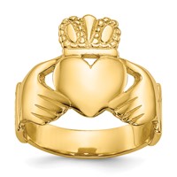 14K Yellow Gold Polished Ladies Claddagh Ring view 1