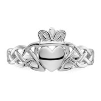 14K White Gold Mens Claddagh Ring view 5