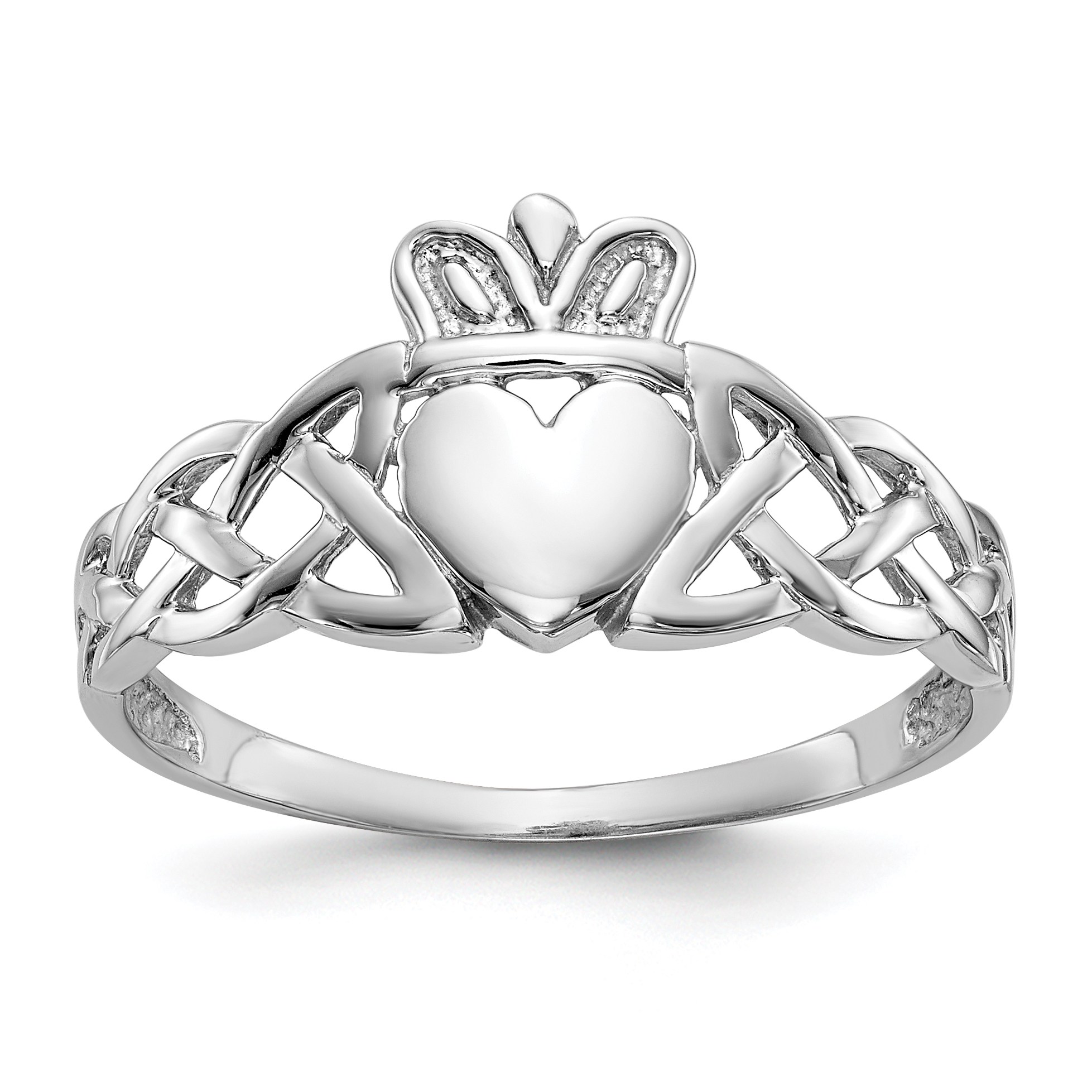 14k White Gold Mens Claddagh Ring (D1867)