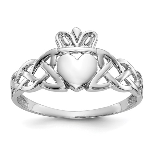 14K White Gold Mens Claddagh Ring