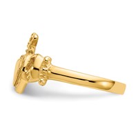 14K Yellow Gold Polished Ladies Claddagh Ring view 4
