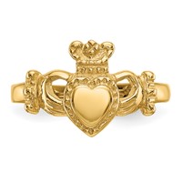 14K Yellow Gold Polished Ladies Claddagh Ring view 5