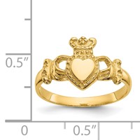 14K Yellow Gold Polished Ladies Claddagh Ring view 3