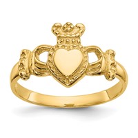 14K Yellow Gold Polished Ladies Claddagh Ring view 1