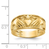14K Yellow Gold Mens Polished Claddagh Band view 3