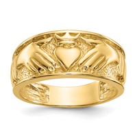 14K Yellow Gold Mens Polished Claddagh Band view 1