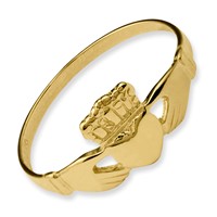 14K Yellow Gold Ladies Polished Claddagh Ring view 3