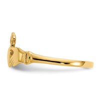 14K Yellow Gold Ladies Polished Claddagh Ring view 4