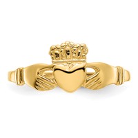 14K Yellow Gold Ladies Polished Claddagh Ring view 5