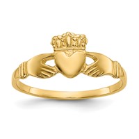 14K Yellow Gold Ladies Polished Claddagh Ring view 1