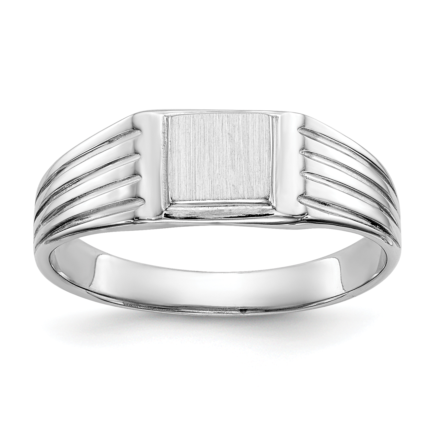 14k White Gold 5.25x5.0mm Childs Open Back Signet Ring (D1876)
