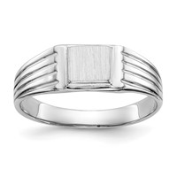 14K White Gold 5.25x5.0mm Open Back Square Signet Ring - Size 5.5 view 1