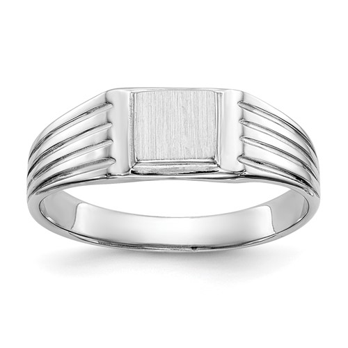 14K White Gold 5.25x 5.0mm Open Back Square Signet Ring