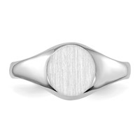 14K White Gold 8.0x8.0mm Closed Back Round Signet Ring - Size 5 view 4