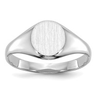 14K White Gold 8.0x8.0mm Closed Back Round Signet Ring - Size 5 view 1