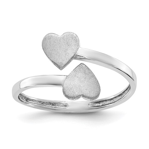 14K White Gold Double Heart Toe Ring