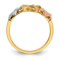 14K Tri-color Three Plumeria Flowers Ring view 2