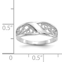 14K White Gold Polished Filigree Ring view 2