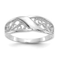 14K White Gold Polished Filigree Ring view 1