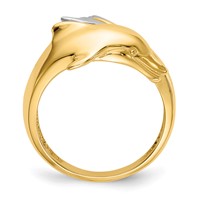 14K Two-tone Polished Dolphin Ring view 2