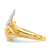 14K Two-tone Polished Dolphin Ring view 4