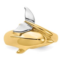 14K Two-tone Polished Dolphin Ring view 5