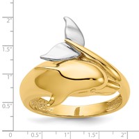 14K Two-tone Polished Dolphin Ring view 3