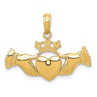14K Yellow Gold Polished Claddagh Pendant view 1