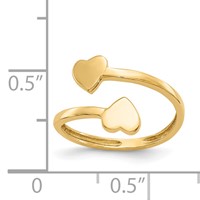 14K Yellow Gold Double Heart Toe Ring view 5