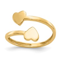 14K Yellow Gold Double Heart Toe Ring view 1