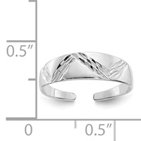 14K White Gold Diamond-cut Fancy Toe Ring view 3