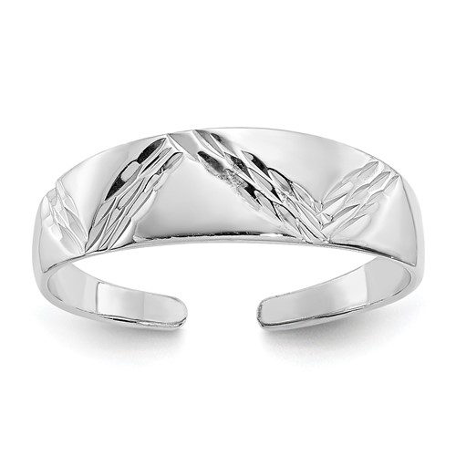 14K White Gold Diamond-cut Fancy Toe Ring