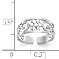 14K White Gold Floral Toe Ring view 3