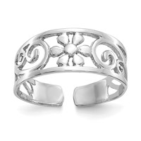 14K White Gold Floral Toe Ring view 1