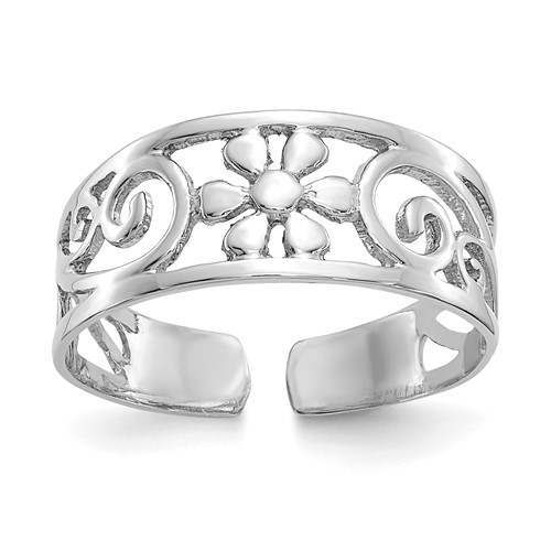 14k White Gold Floral Toe Ring