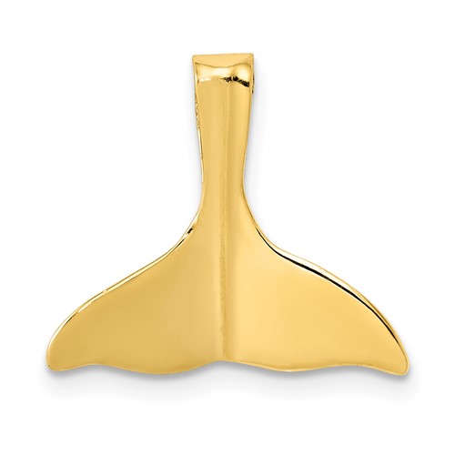 14K Yellow Gold 3-D Polished Whale Tail Chain Slide